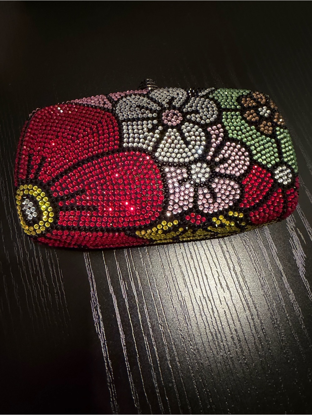 Crystal Floral Embellished Clutch - Red Floral